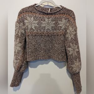 Free People Fuzzy Cropped Sweater